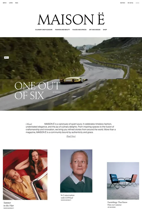 MAISON Ë: Luxury Lifestyle Magazine ▷ Culinary, Travel, Fashion - Blog design inspiration
