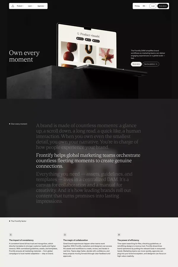 Frontify: Where Brands Live  - Brand Management Software - Landing design inspiration