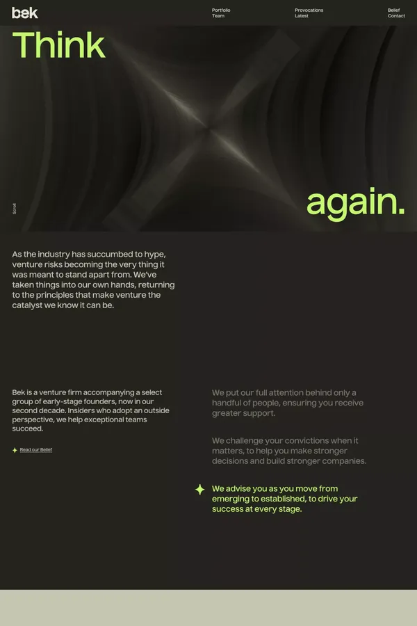 Bek Ventures - Portfolio design inspiration
