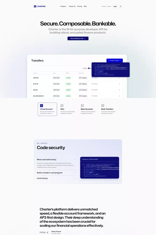 Charter - Modern Next.js Template - Template design inspiration