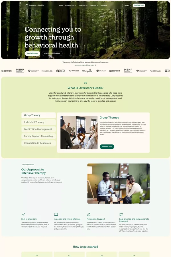 Personalized Intensive Mental Health Care in Boston | Overstory Health - Landing design inspiration