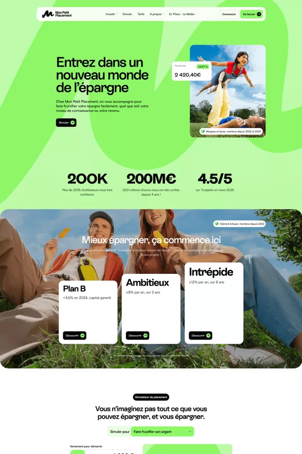 Entrez dans un nouveau monde de l’épargne ! | Mon Petit Placement - Landing design inspiration