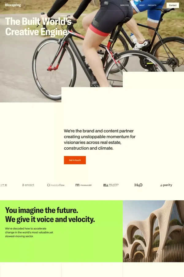 Global Brand & Content Agency for Built World Innovators | Bloxspring - Landing design inspiration