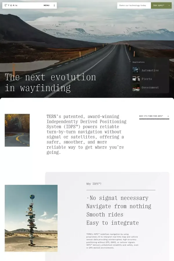TERN - Landing design inspiration