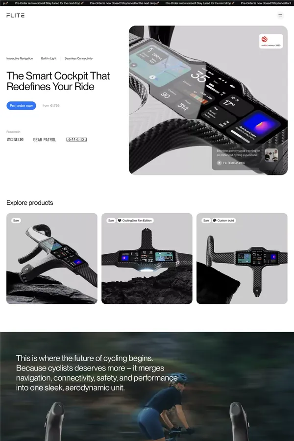 FLITE - Ecommerce design inspiration