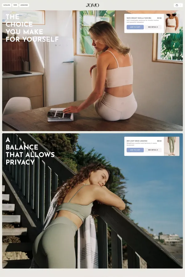 Jomo Moment - Ecommerce design inspiration