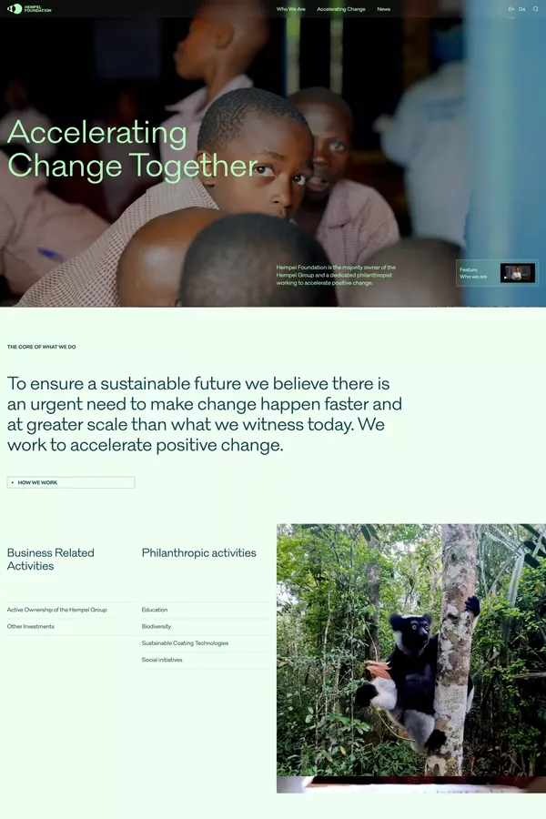 Hempel Foundation | Accelerating Change Together | Hempel Foundation - Landing design inspiration