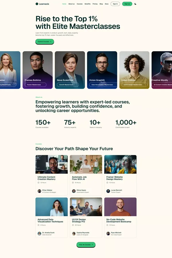 LearnAxis – Modern Education Template with Next.js - Template design inspiration