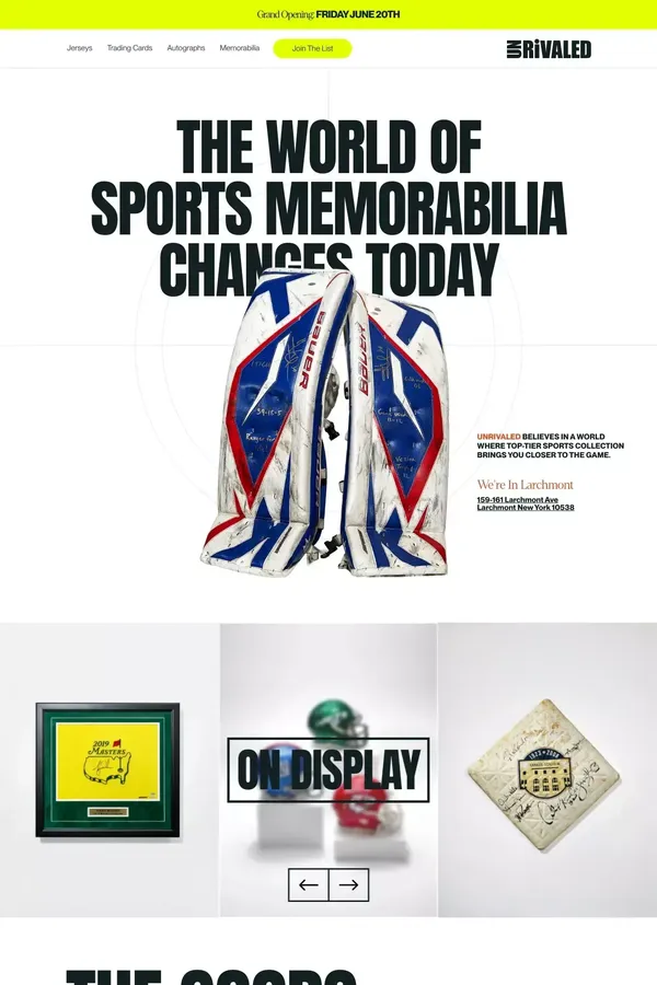Unrivaled Collectibles | Premium Sports Memorabilia & Authenticated Collectibles - Landing design inspiration