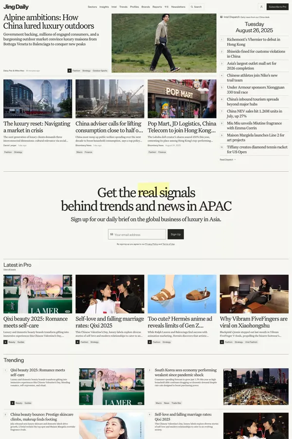 Jing Daily - Blog design inspiration