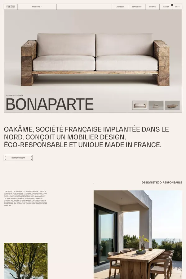 Accueil | Oakâme | Mobilier unique, durable et artisanal - Ecommerce design inspiration