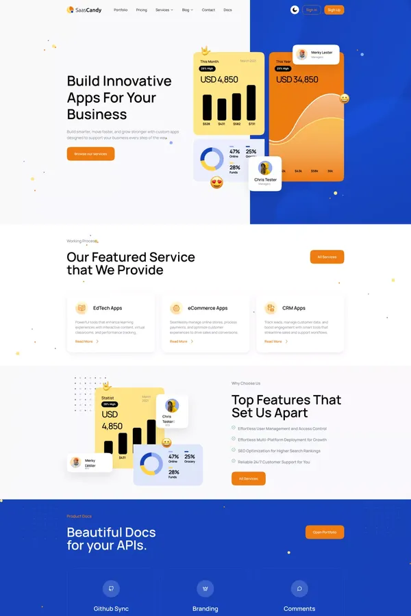 SaaSCandy Website Template for Modern SaaS Startups - Landing design inspiration