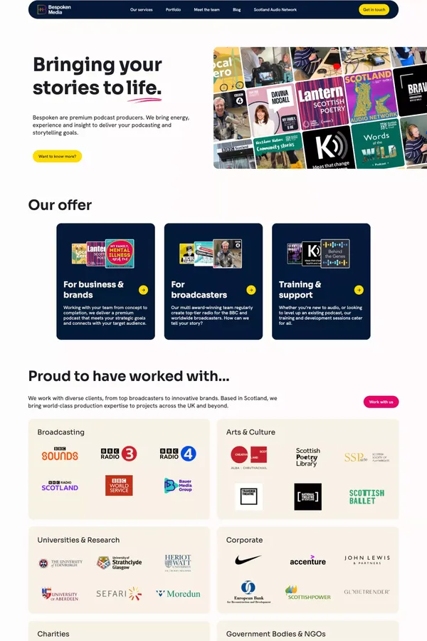 Bespoken Media | Podcast Production, Training & Editing in Scotland - website design inspiration