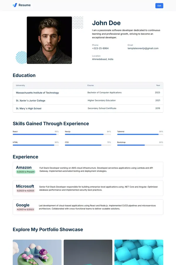 Resume Builder for Web Dev's & Designer's with PDF Export - Portfolio design inspiration