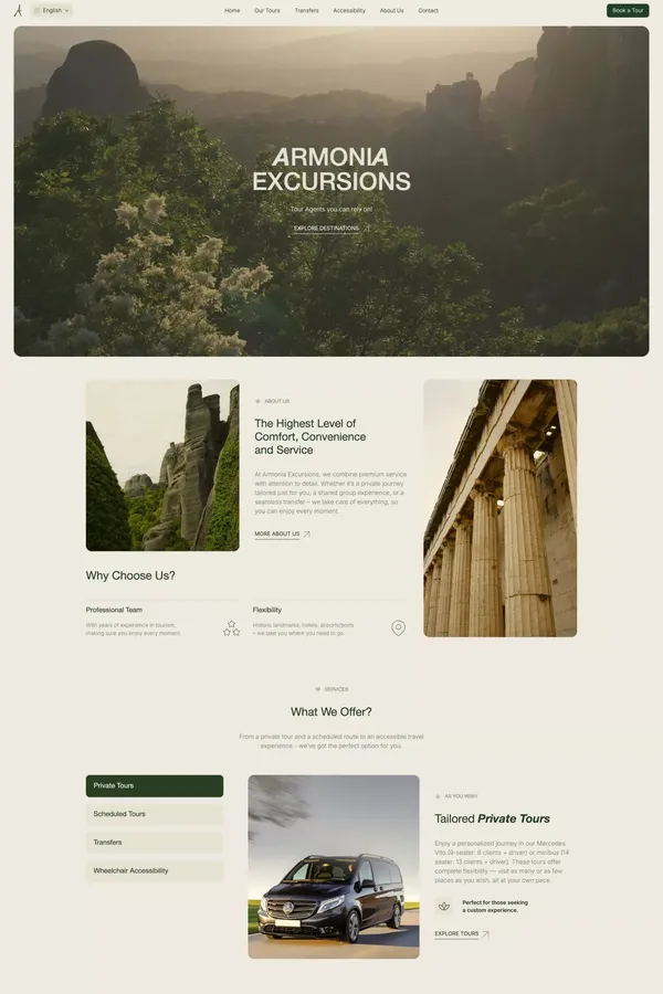 Armonia Excursions -  The most popular travel agency in Greece - Landing design inspiration