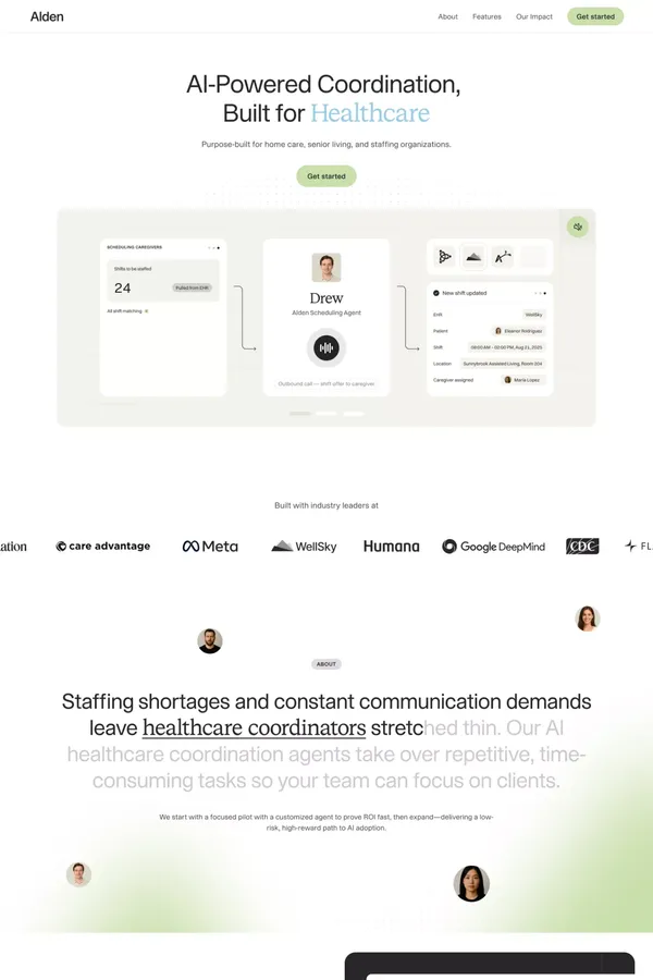 Alden | AI assistants for home care - Landing design inspiration