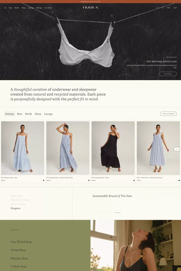 Nudea Underwear | Wearable Wellness - Ecommerce design inspiration