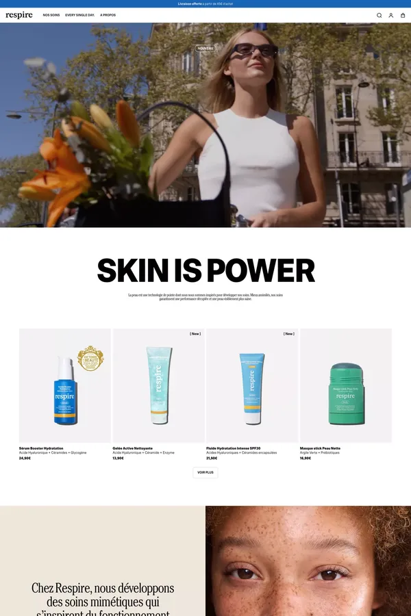 Respire | Soins mimÃ©tiques, naturels et haute performances - Ecommerce design inspiration