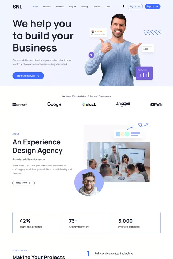 SNL Pro NextJs Tailwind Website Template - Template design inspiration