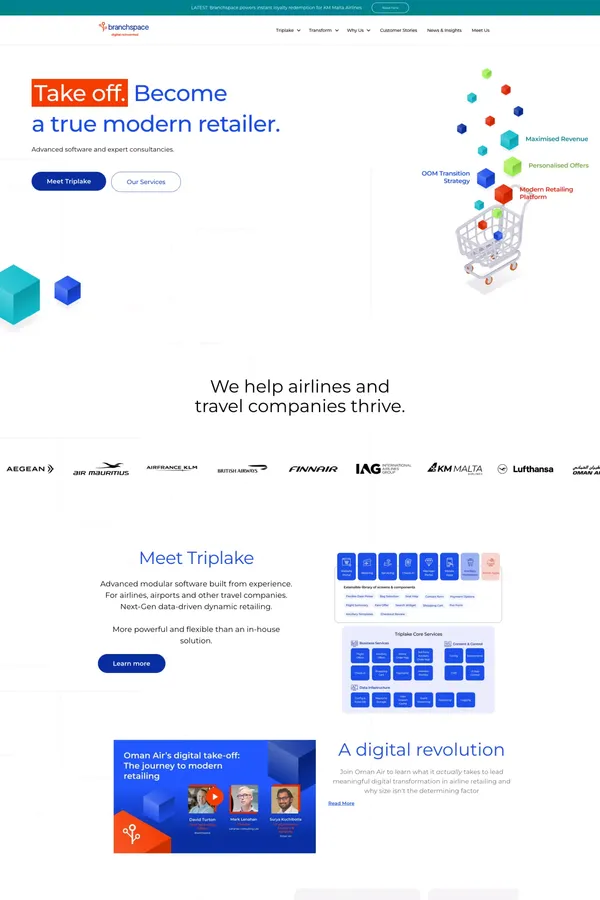 Branchspace | Digital Reinvented | Retail Solutions for Airlines - Landing design inspiration