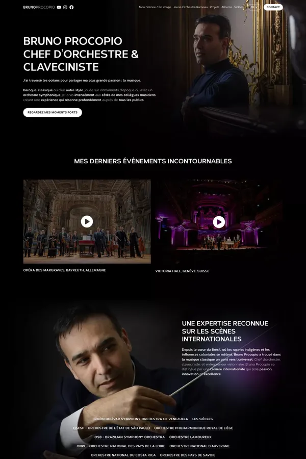 Bruno Procopio chef d’orchestre & claveciniste - Landing design inspiration