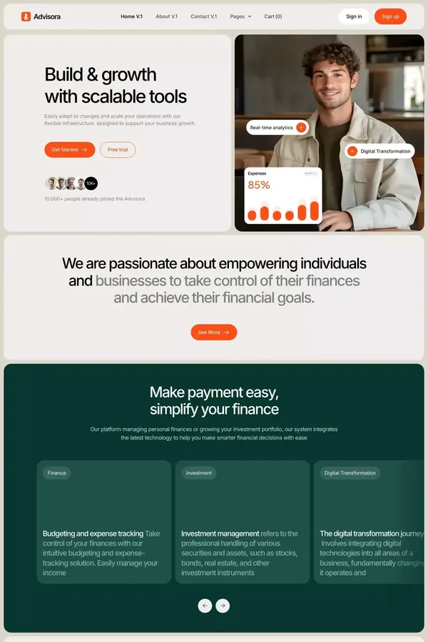 Advisora - Webflow Ecommerce website template