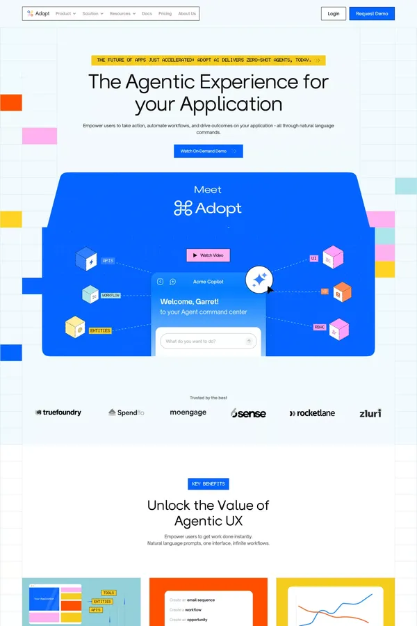 Adopt AI - Agentic Experience for your Application - Landing design inspiration
