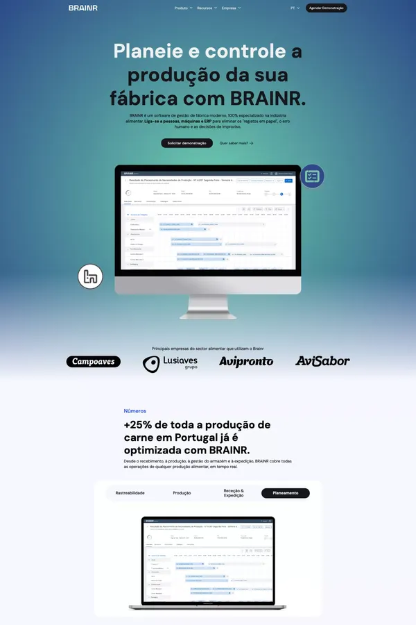 BRAINR - Next Gen Cloud Mes Software - Landing design inspiration