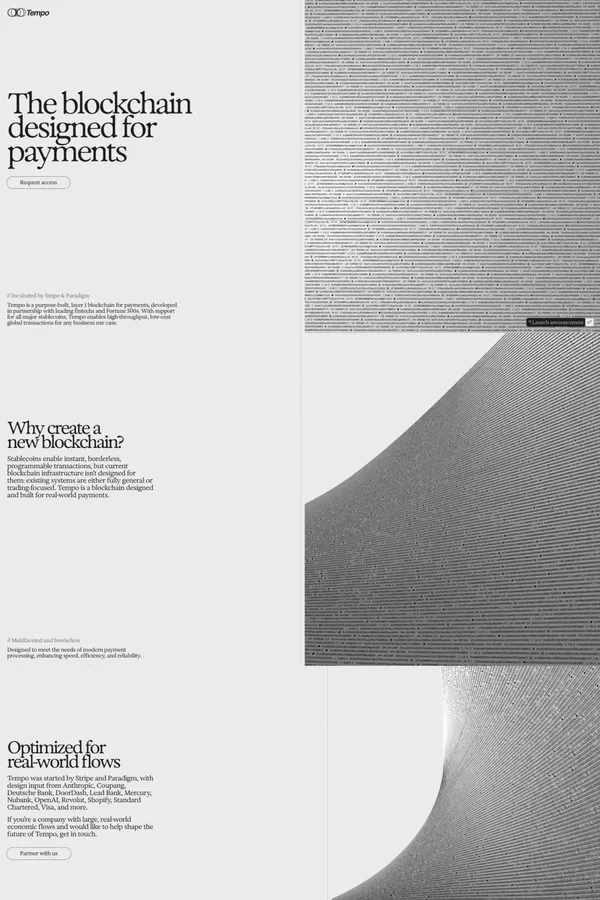 Tempo: The Blockchain Designed for Payments - Landing design inspiration