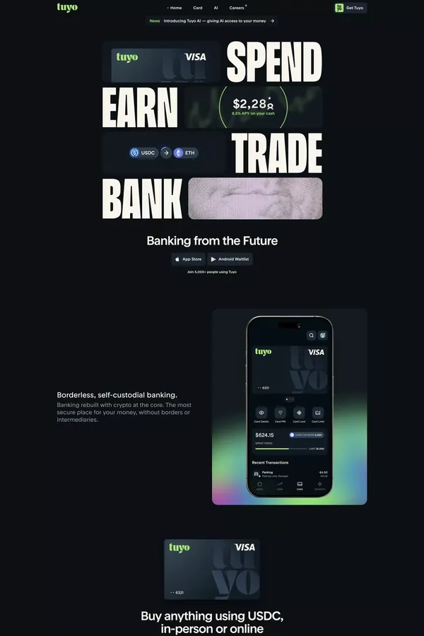 Tuyo | Banking from the Future - Landing design inspiration