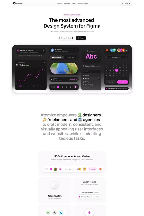 Atomize Design System - Product page design inspiration
