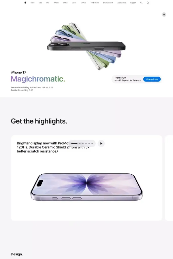 iPhone 17 - Apple - Landing design inspiration