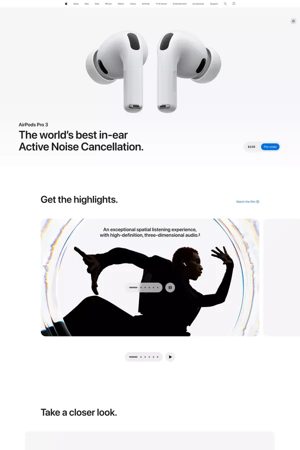 AirPods Pro 3 - Apple - Landing design inspiration