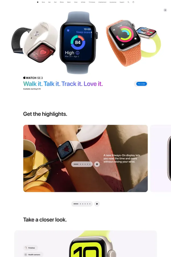 Apple Watch SE 3 - Apple - Landing design inspiration