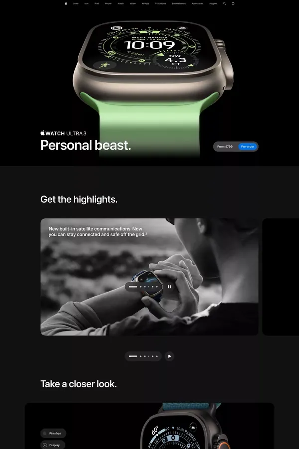 Apple Watch Ultra 3 - Apple - Landing design inspiration