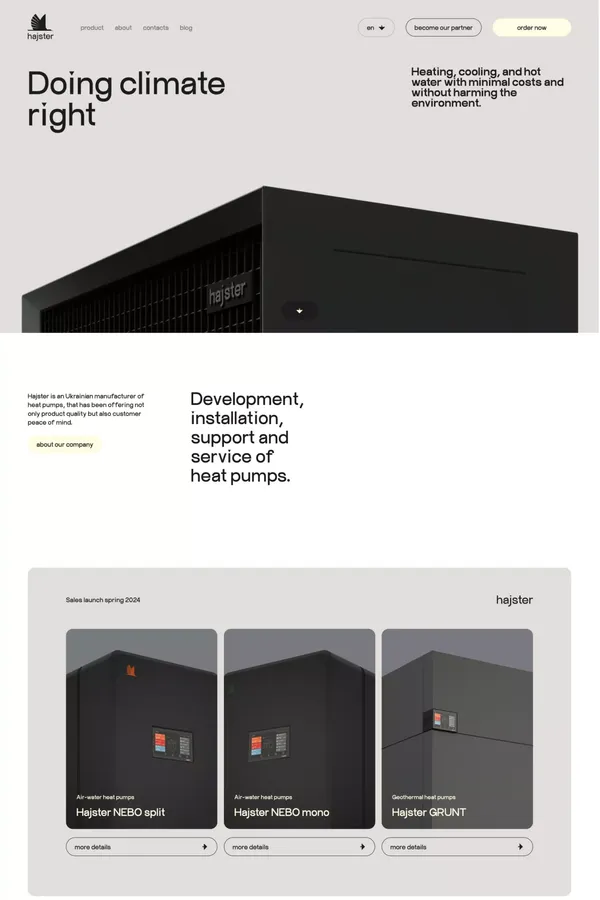 Heat pumps for home at Hajster - Landing design inspiration