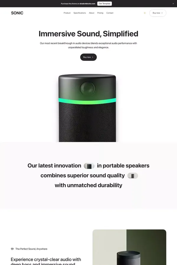 Sonic - Modern Next.js Template - Template design inspiration