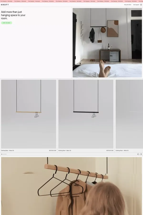 Modern Hanging Clothing Racks

        – KROFT - Ecommerce design inspiration