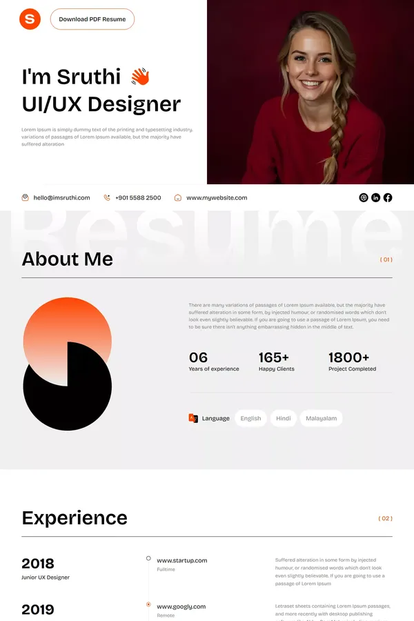 Modern Resume Next.js Template for Developers & Designers - Template design inspiration