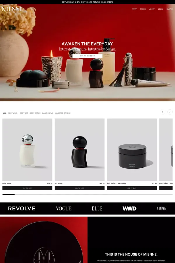 Mienne - Ecommerce design inspiration