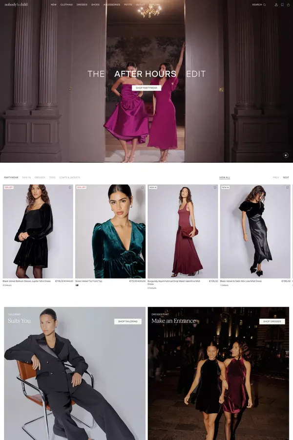Nobody's Child | Carefully Crafted Fashion - Ecommerce design inspiration