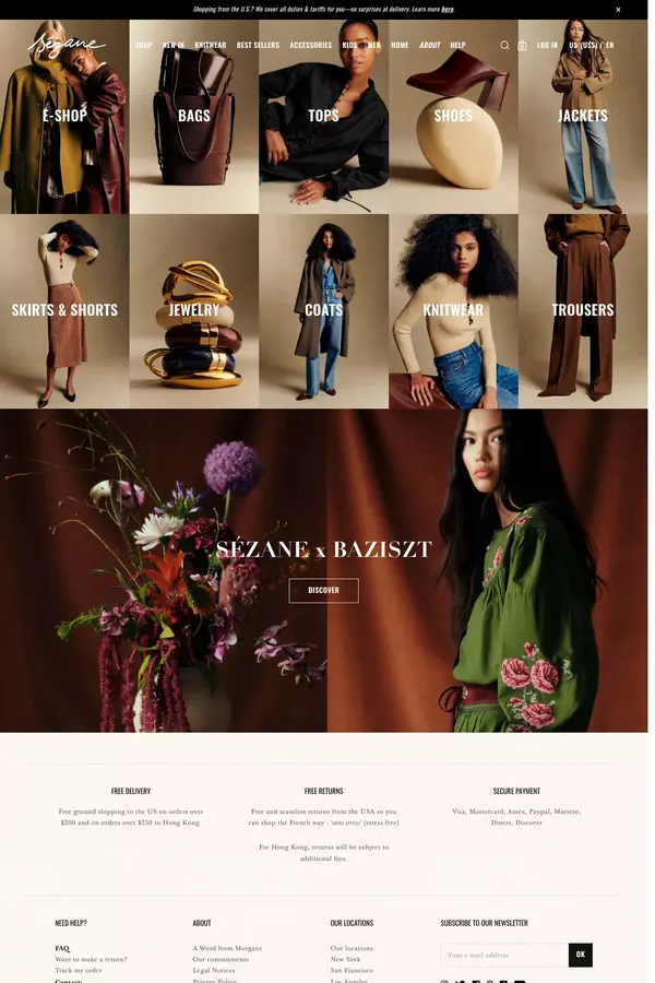 Sézane - Ecommerce design inspiration