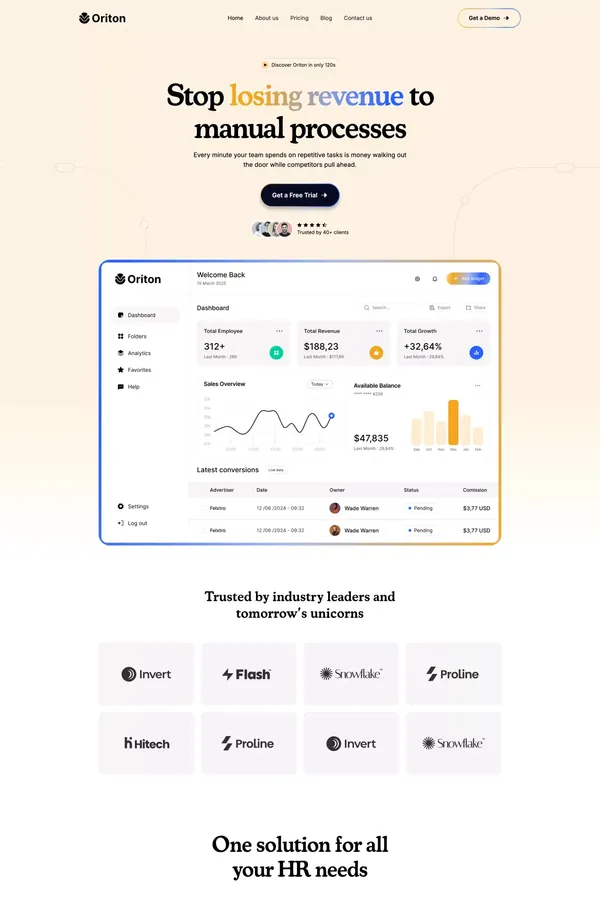 Oriton - Webflow HTML website template