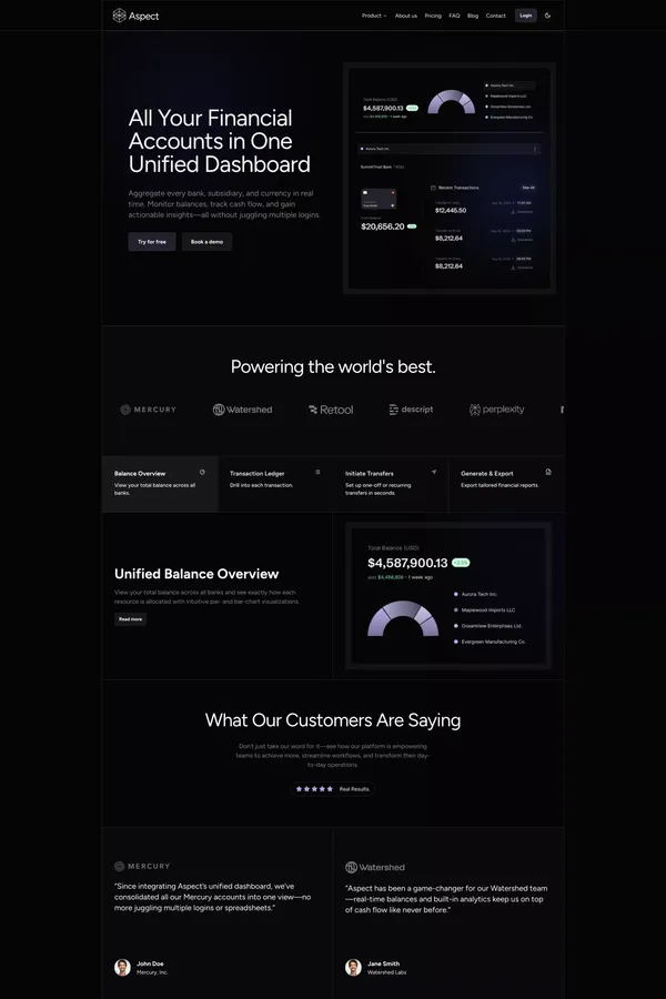 Aspect - Modern Next.js Template - Template design inspiration
