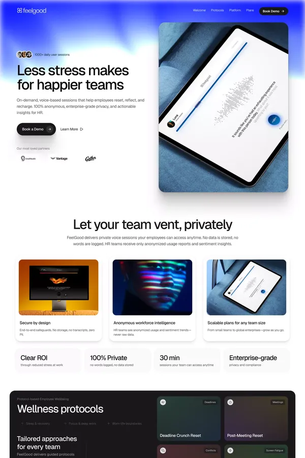FeelGood — Platform Overview - Landing design inspiration