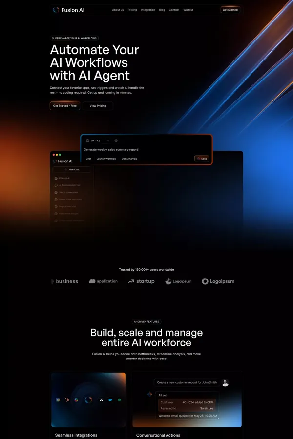 Fusion AI - Framer SaaS & AI Agent Template - Template design inspiration