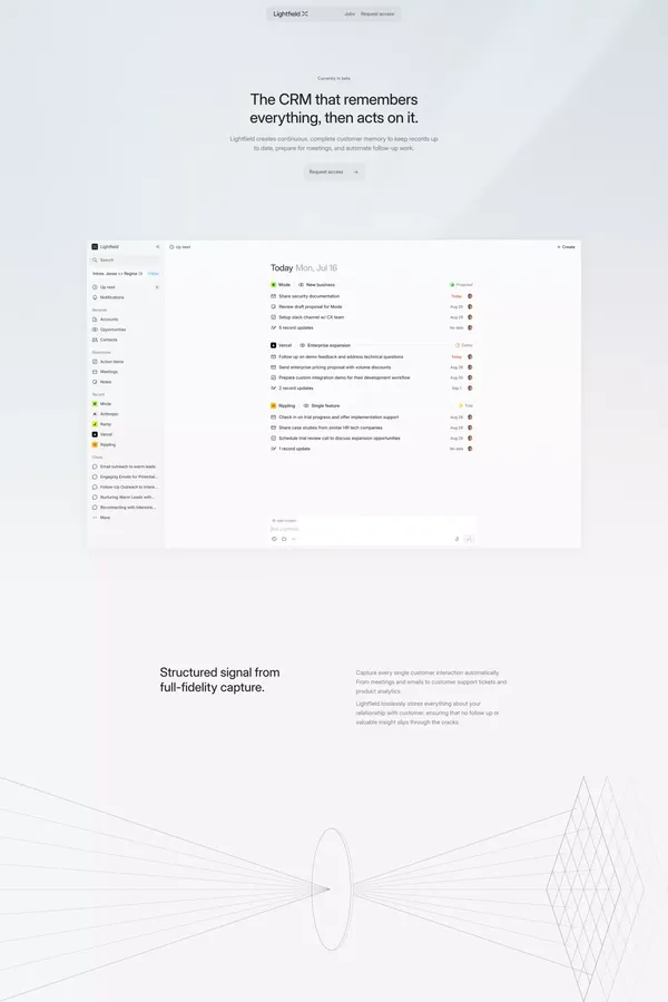 Lightfield - A new kind of CRM - Landing design inspiration