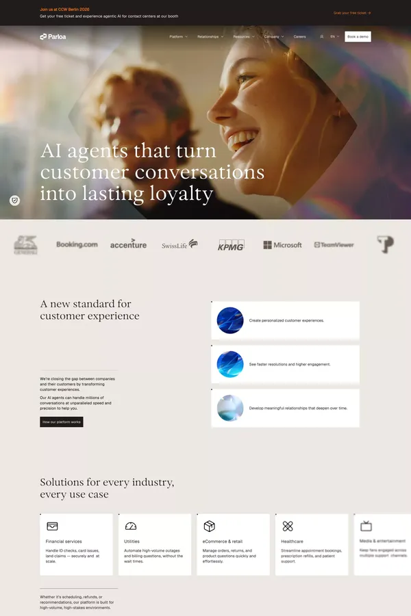 AI Agent Management Platform for contact centers - Landing design inspiration