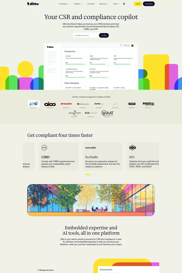 Ditto – CSR & Compliance with AI | Multiply Real Impact - Landing design inspiration