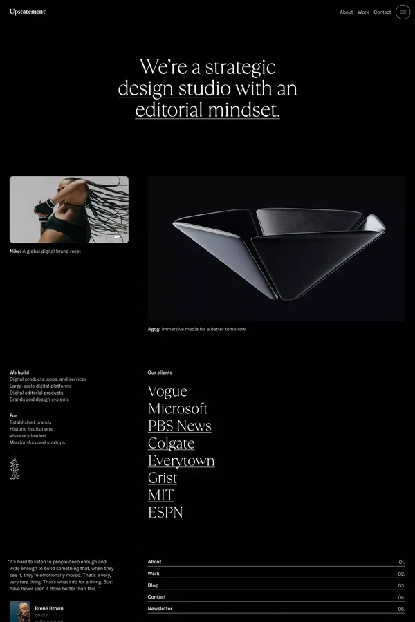 Upstatement | A strategic digital studio with an editorial mindset. - Portfolio design inspiration